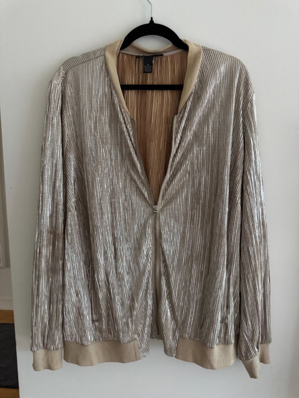 INC Woman Gold ribbed zip up bomber jacket - womens 3X